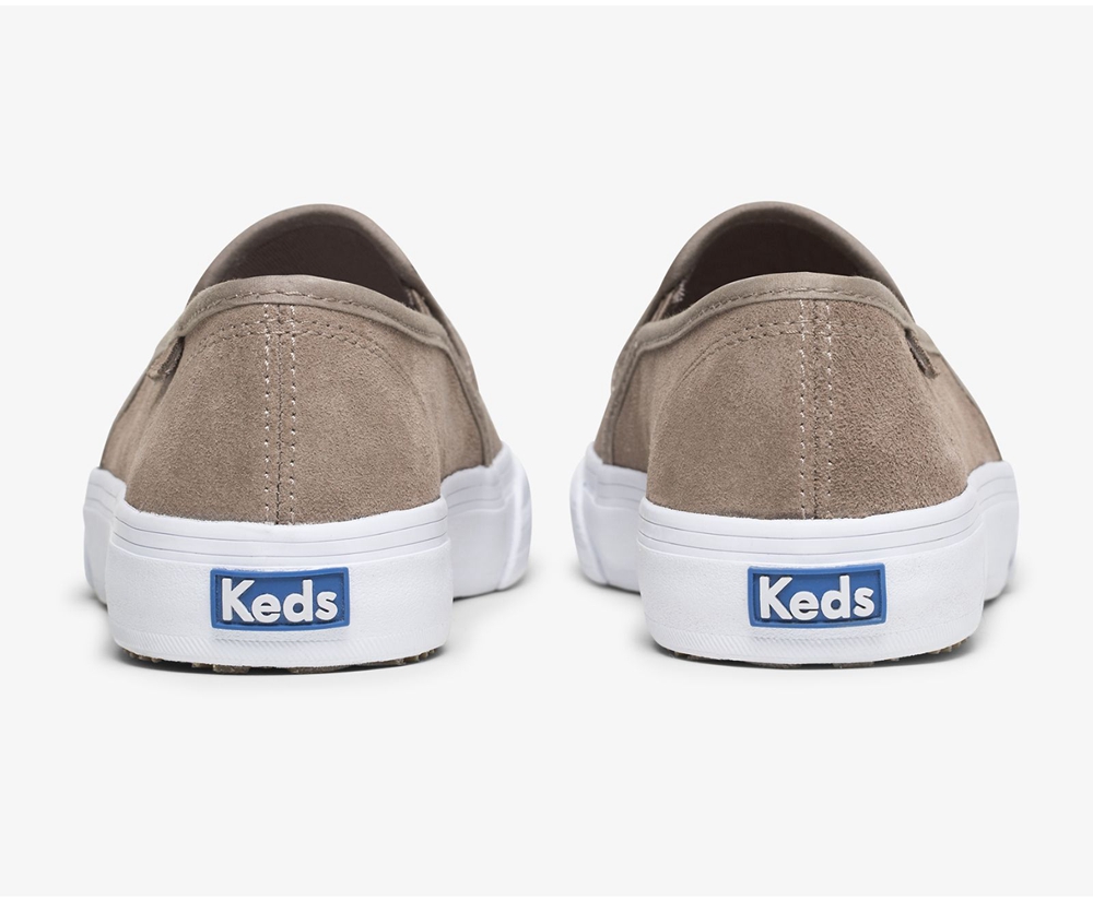 Keds Slip Ons Damen Grau - Double Decker Suede - NYW-708614